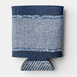 Enfriador De Latas Marco de jeans azules de denim con bordes.