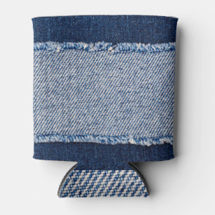 Enfriador De Latas Marco de jeans azules de denim con bordes.