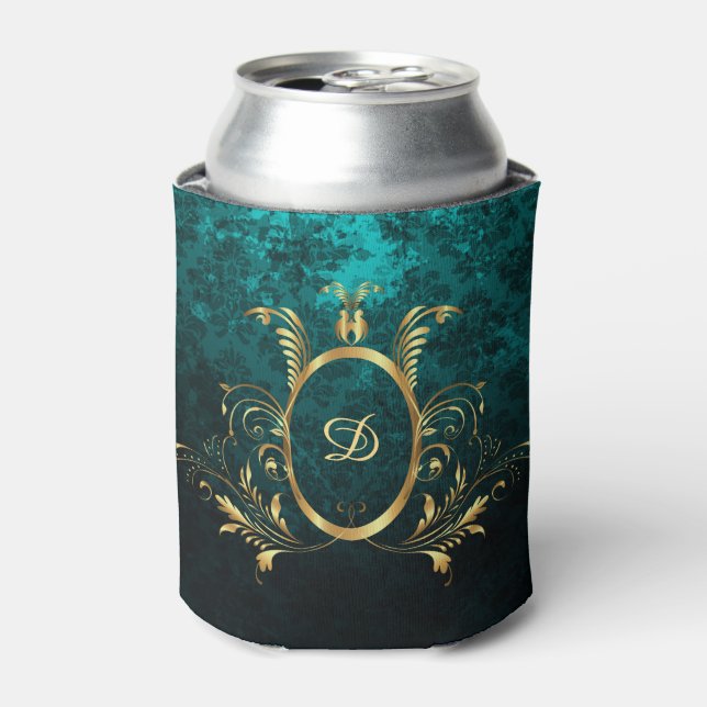 Enfriador De Latas Marco dorado Damask personalizado (Lata Anverso)