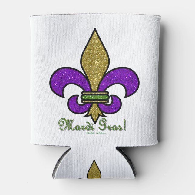 Enfriador De Latas Mardi Gras Fleur De Lis (Anverso)