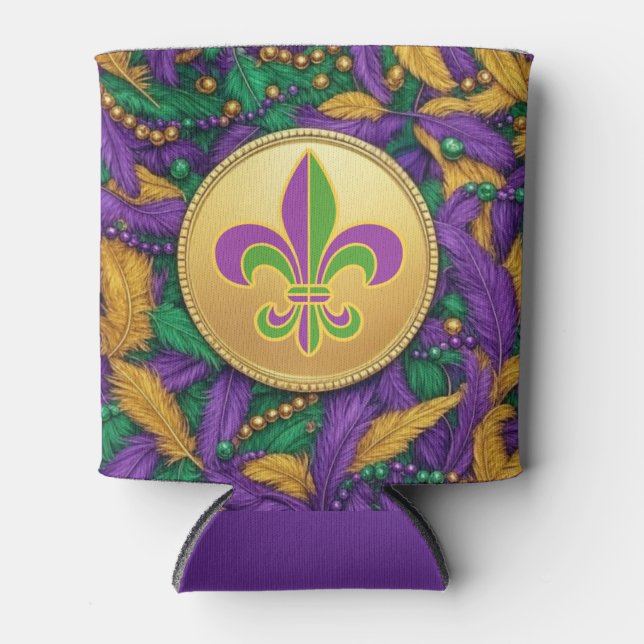 Enfriador De Latas Mardi Gras Fleur de lis (Anverso)