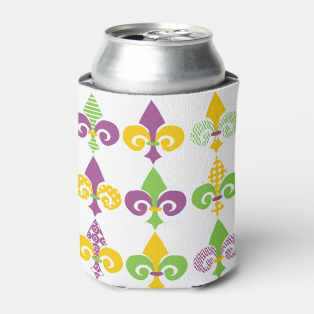 Enfriador De Latas Mardi Gras Fleur de Lis (Lata Anverso)