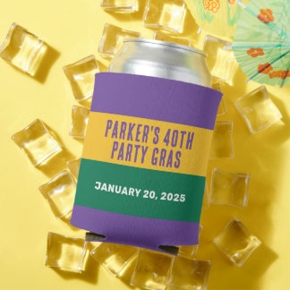 Enfriador De Latas Mardi Gras Stripe