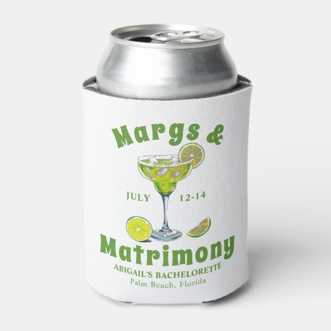 Enfriador De Latas Margs & Matrimony cóctel lime bachelorette verde (Lata Anverso)