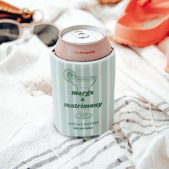 Enfriador De Latas Margs & Matrimony Retro Bachelorette Bridal Shower (Subido por el creador)