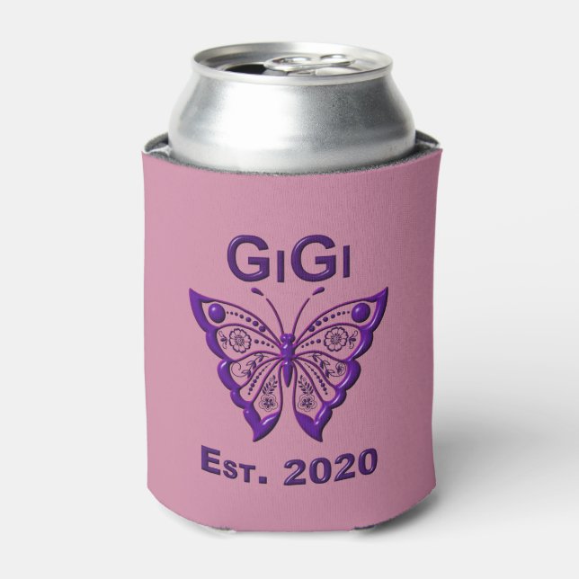 Enfriador De Latas Mariposa Adorable Gigi "Est 2020" (Lata Anverso)