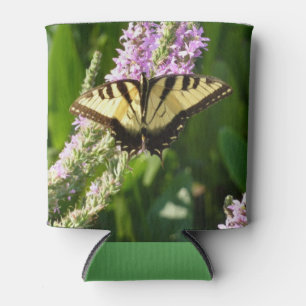 Enfriador De Latas Mariposa de cola cruda sobre flores silvestres mor