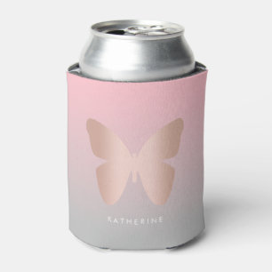 Enfriador De Latas Mariposa de oro rosa moderna y elegante