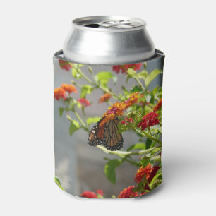 Enfriador De Latas Mariposa monarca en mariposa roja Bush