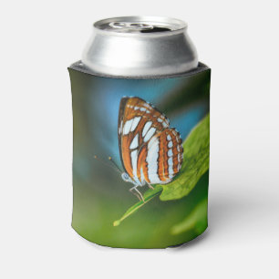 Enfriador De Latas Mariposa rayada blanca y Naranja
