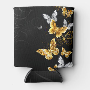 Enfriador De Latas Mariposas doradas y blancas