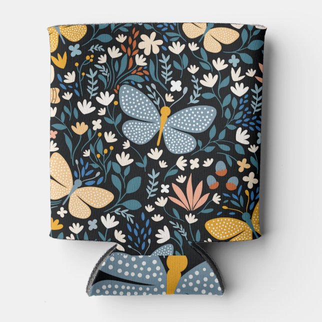 Enfriador De Latas Mariposas Florales: Mano Sin Marea. (Anverso)