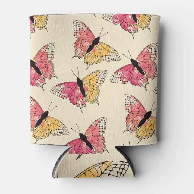 Enfriador De Latas Mariposas volando: patrón de marfil ininterrumpido (Anverso)