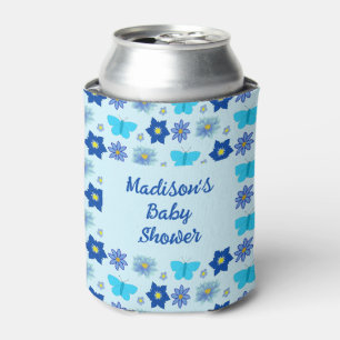 Enfriador De Latas Mariposas y flores Blue Baby Boy