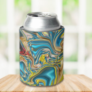 Enfriador De Latas mármol abstracto giratorio amarillo azul turquesa 