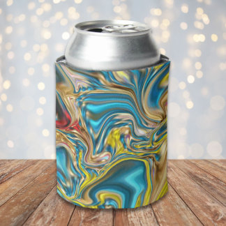 Enfriador De Latas mármol abstracto giratorio amarillo azul turquesa 