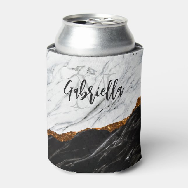 Enfriador De Latas Mármol blanco y negro (Lata Anverso)