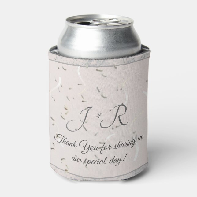 Enfriador De Latas Mármol gris y melocotón monogramado (Lata Anverso)