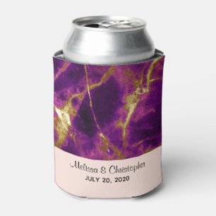 Enfriador De Latas Mármol morado y dorado Boda moderno