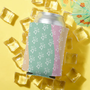 Enfriador De Latas Mármol Retro con Huella de Pata de Mascota Groovy 
