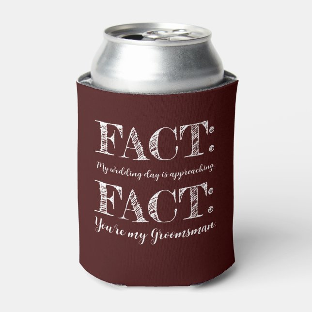 Enfriador De Latas Marrón de propuesta de Groomsman divertida y elega (Lata Anverso)