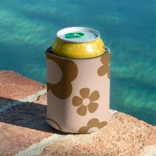 Enfriador De Latas Marrón Floral Elegante acuarela Botánica
