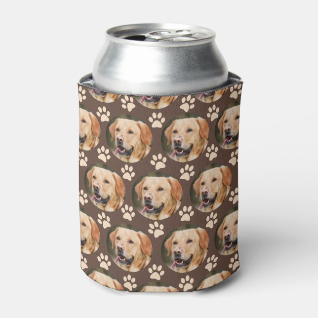 Enfriador De Latas Mascota personalizado Patrón de foto Perro Marrón (Lata Anverso)