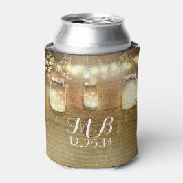 Enfriador De Latas Mason Jars String ilumina la madera de granero rús