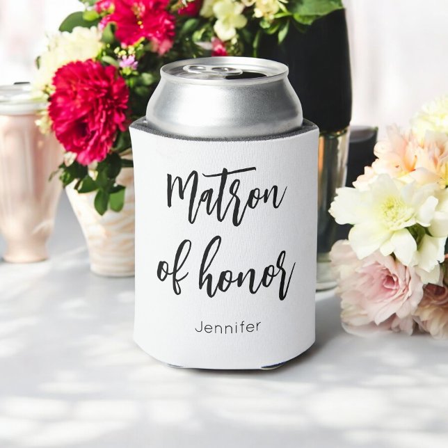 Enfriador De Latas Matrón de honor Boda blanco negro (Subido por el creador)