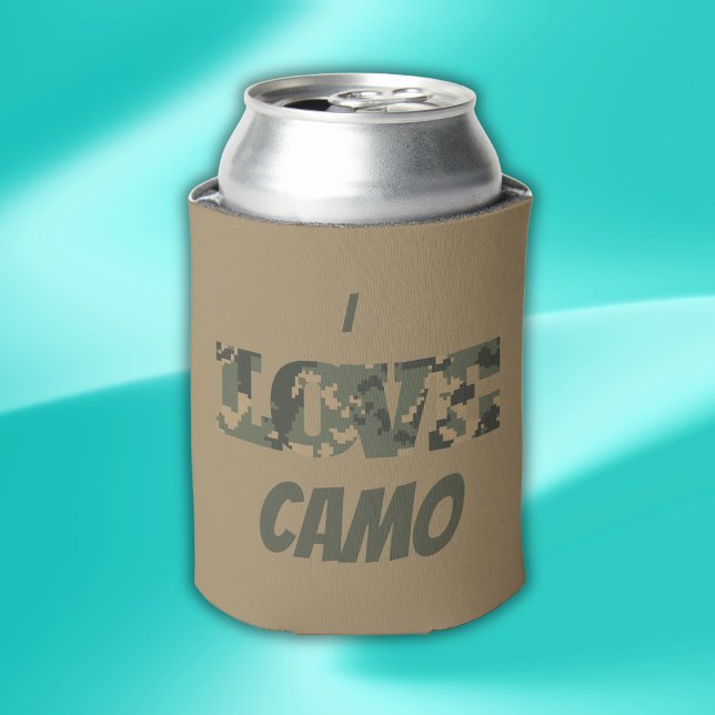 Enfriador De Latas Me Encanta Camouflage Green Brown | (Subido por el creador)