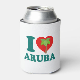 Enfriador De Latas Me encanta el árbol de palmas de Aruba