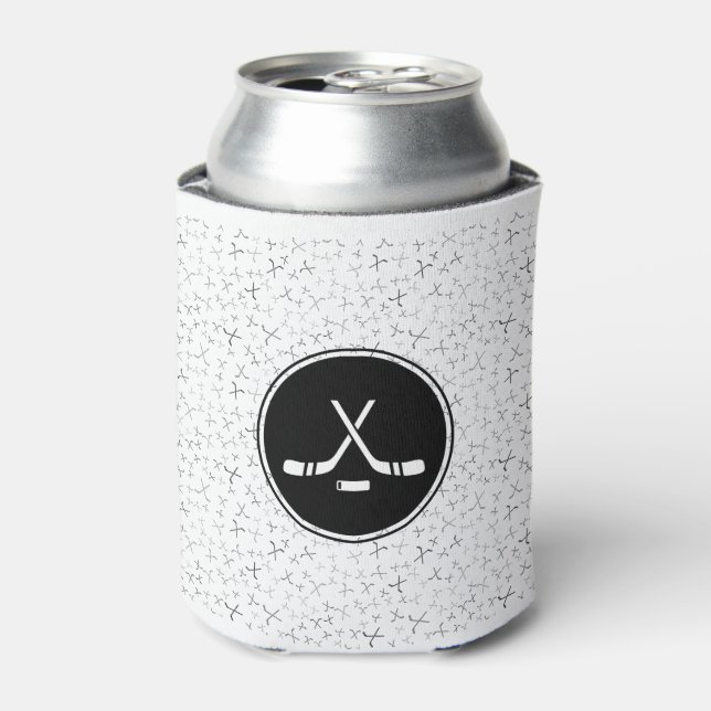 Enfriador De Latas Me encanta el hockey Black & White Stylish trendy  (Lata Anverso)