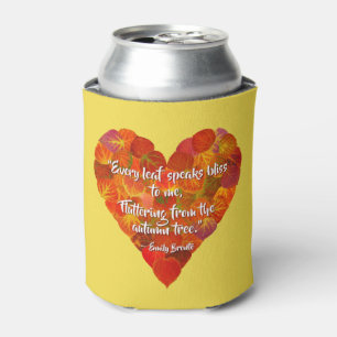 Enfriador De Latas Me Encanta Otoño—Corazón de hojas de águila roja 1