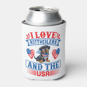 Enfriador De Latas Me encantan los Rottweilers y los Estados Unidos