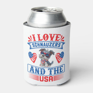 Enfriador De Latas Me encantan los Schnauzers y los EE. UU.