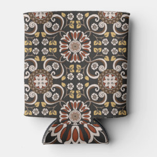 Enfriador De Latas Medallón Islámico: Hermoso Patrón Textil.