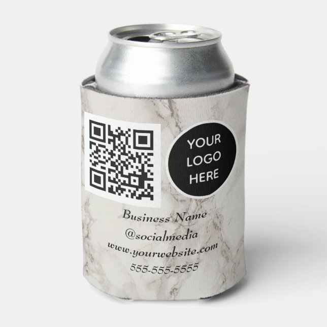 Enfriador De Latas Medio social QR Code Marble Modern Business Logo (Lata Anverso)