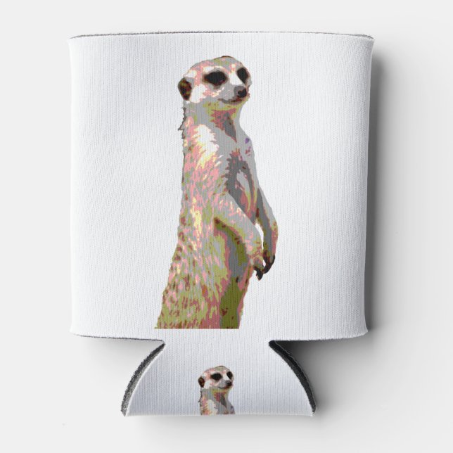 Enfriador De Latas Meerkat - Estilo de arte pop y posterizado (Anverso)