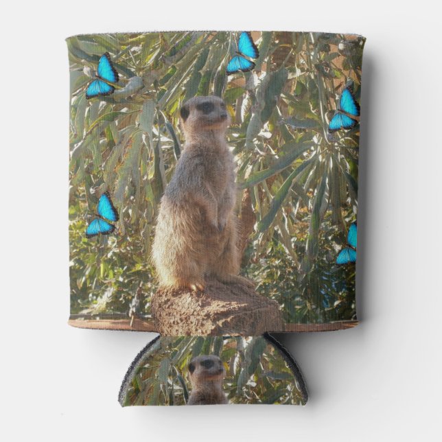 Enfriador De Latas Meerkat Y Mariposas, (Anverso)