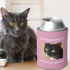 Enfriador De Latas Mejor Gato Mamá Personalizado Foto Rosa