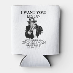 Enfriador De Latas Mejor Hombre de Groomsman Propuesta Tío Sam te qui