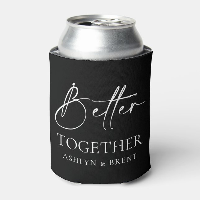 Enfriador De Latas Mejor Juntos Boda negro Refrigerador de bebidas/Ko (Lata Anverso)