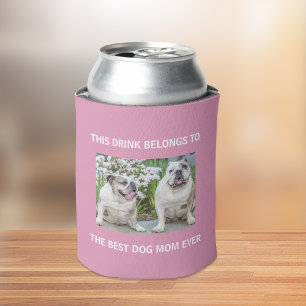 Enfriador De Latas Mejor Madre Perro Personalizado Foto Rosa
