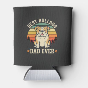 Enfriador De Latas Mejor papá Bulldog Retro Vector