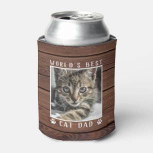 Enfriador De Latas Mejor Papá Gato Huellas de Pezuña Foto de Mascota 