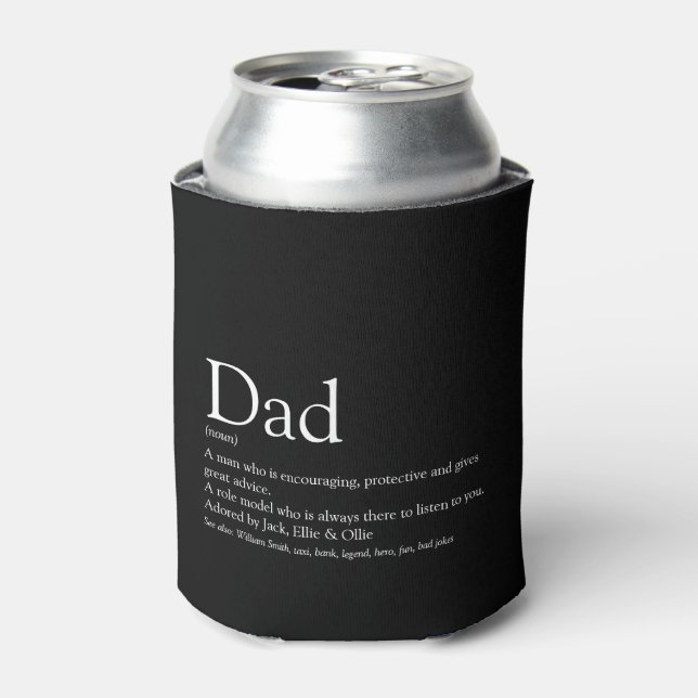 Enfriador De Latas Mejor Papá Noel Padre Definición Divertido Negro (Lata Anverso)