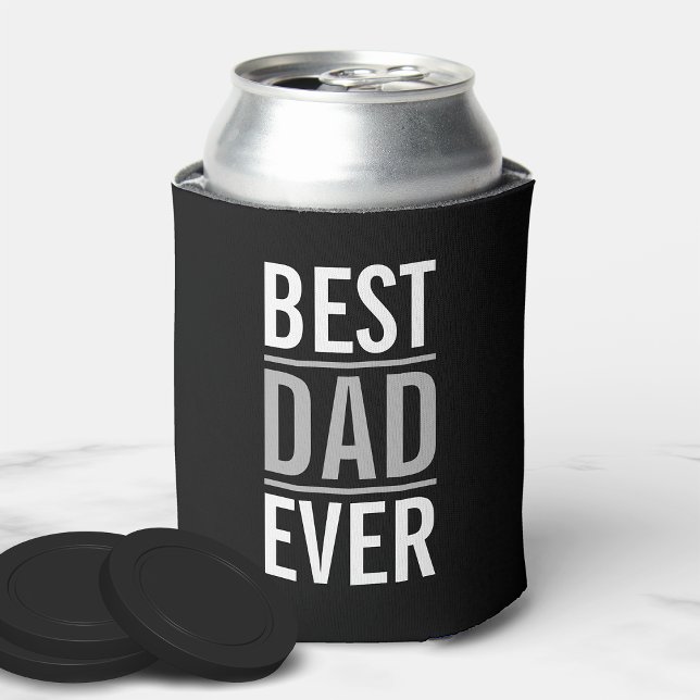 Enfriador De Latas Mejor Papá Nunca | Negro moderno (Subido por el creador)