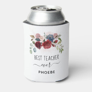 Enfriador De Latas Mejor Profesor Floral Nombre Personalizado