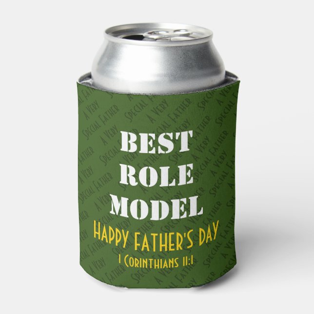 Enfriador De Latas MEJOR ROL MODELO Feliz Día del Padre Personalizado (Lata Anverso)