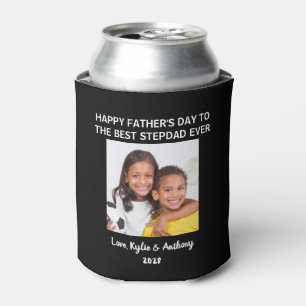 Enfriador De Latas Mejor Stepdad del Día del Padre Foto Negra